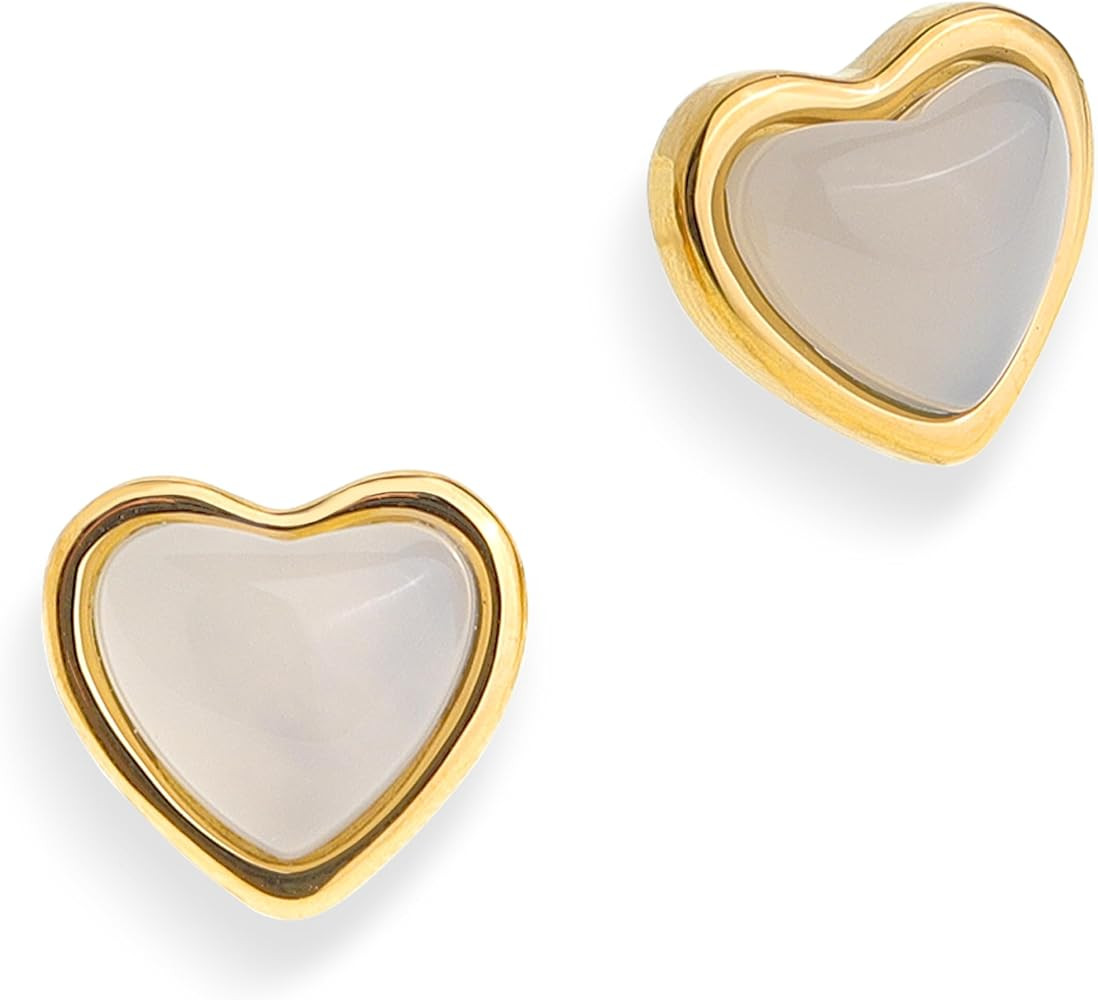 Sonateomber Gold Carnelian Crystal Heart Stud Earrings for Women, Valentine Dainty Cute Love Hypo... | Amazon (US)