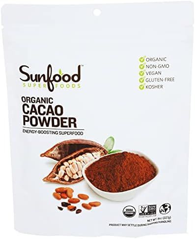 Sunfood Superfoods Cacao Powder- Pure Raw Organic. 8 oz Bag | Amazon (US)