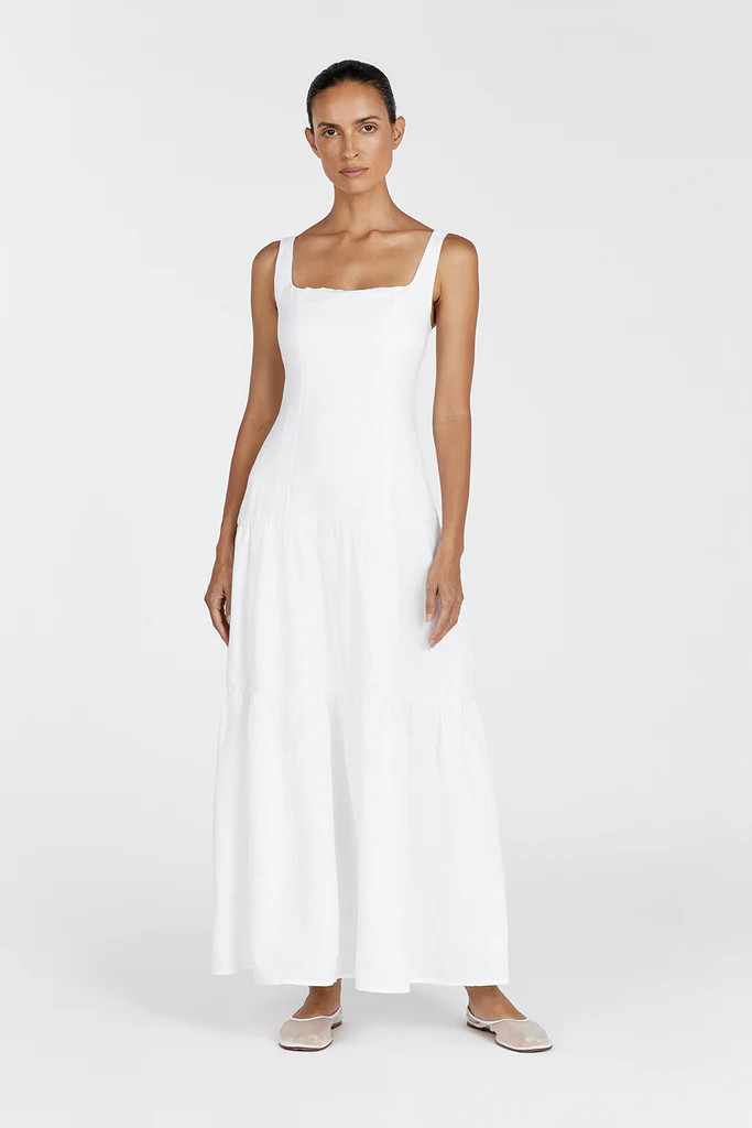CAMILLE WHITE LINEN MAXI DRESS | DISSH
