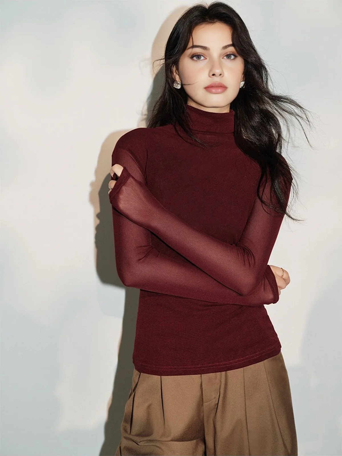 Minimalist Mock Neck Jersey Top | Commense