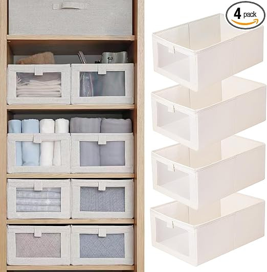 Pradnel Linen Closet Organizers And Storage, 4 Pack Storage Bins Baskets for Organization Foldabl... | Amazon (US)