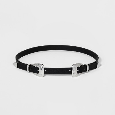 Women's Double Buckle Belt - Wild Fable™ Black L | Target