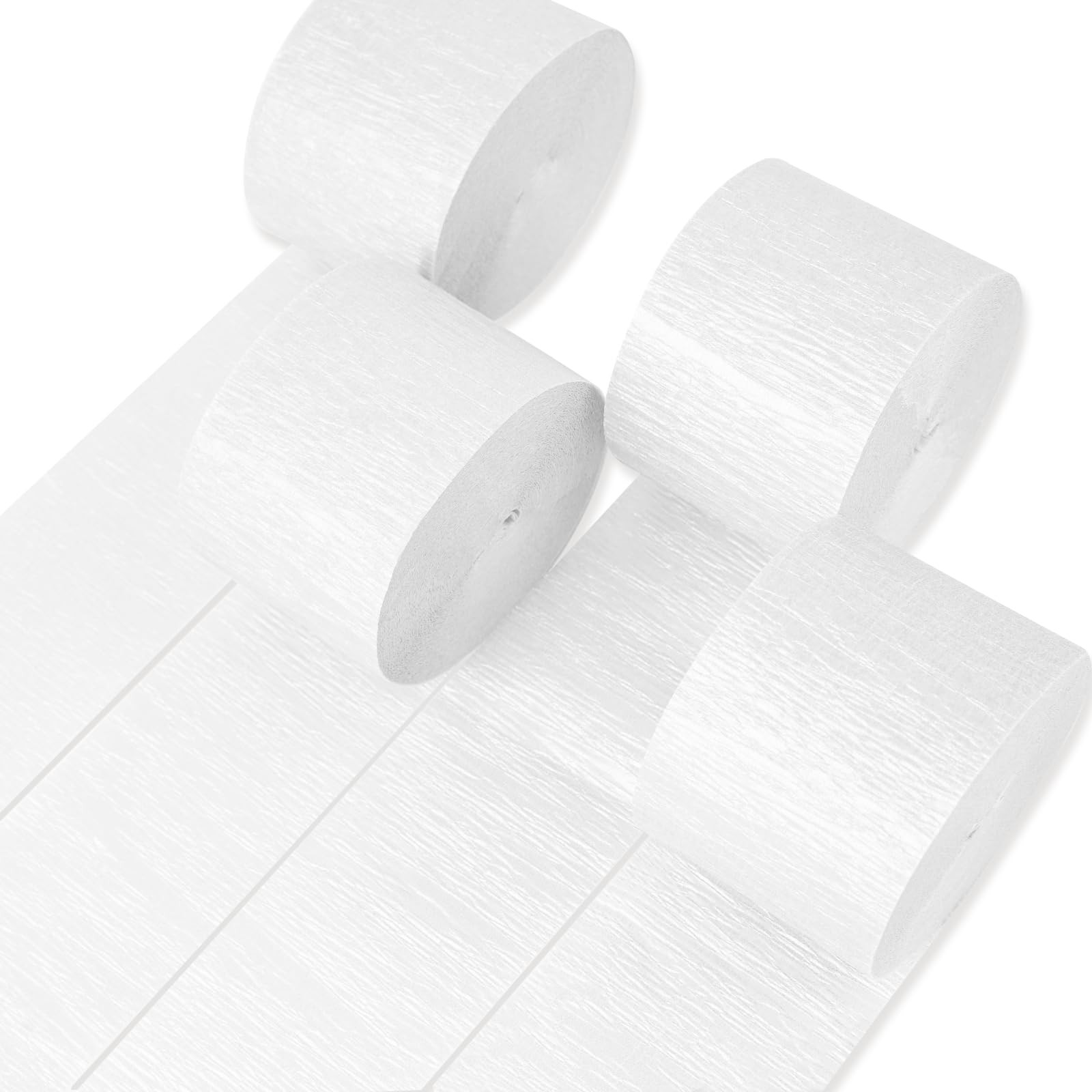 PartyWoo White Crepe Paper Streamers 4pcs 328ft Pack of Pearl White Crepe Paper Streamers for Wed... | Amazon (US)