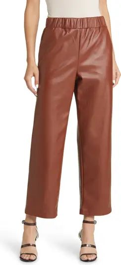 Elastic Waist Crop Faux Leather Pants | Nordstrom