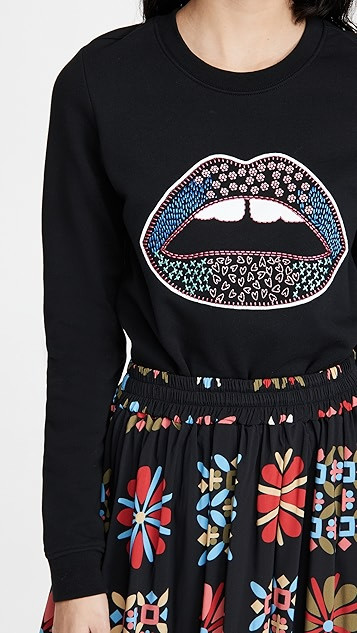 Anna Embroidered Lip Sweatshirt | Shopbop