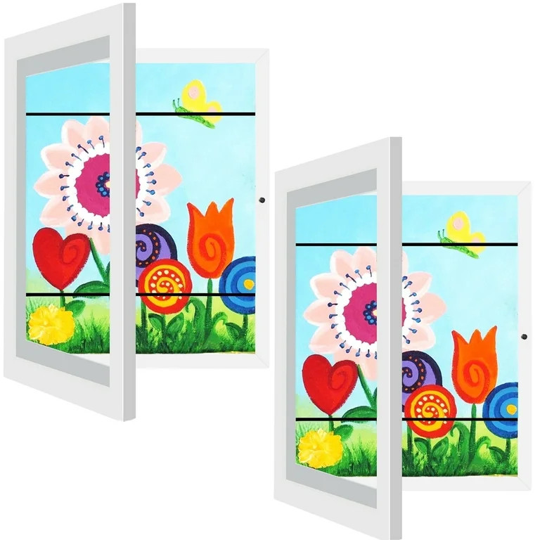 Kids Art Frames Front Opening Changeable Sets of 2 White 8.5X11" Artwork Frames for Kids Drawings... | Walmart (US)