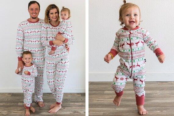 Holiday Family Matching Red & Green Nordic Pajamas | Matching set | Christmas Jammies | Dog | Adu... | Etsy (US)