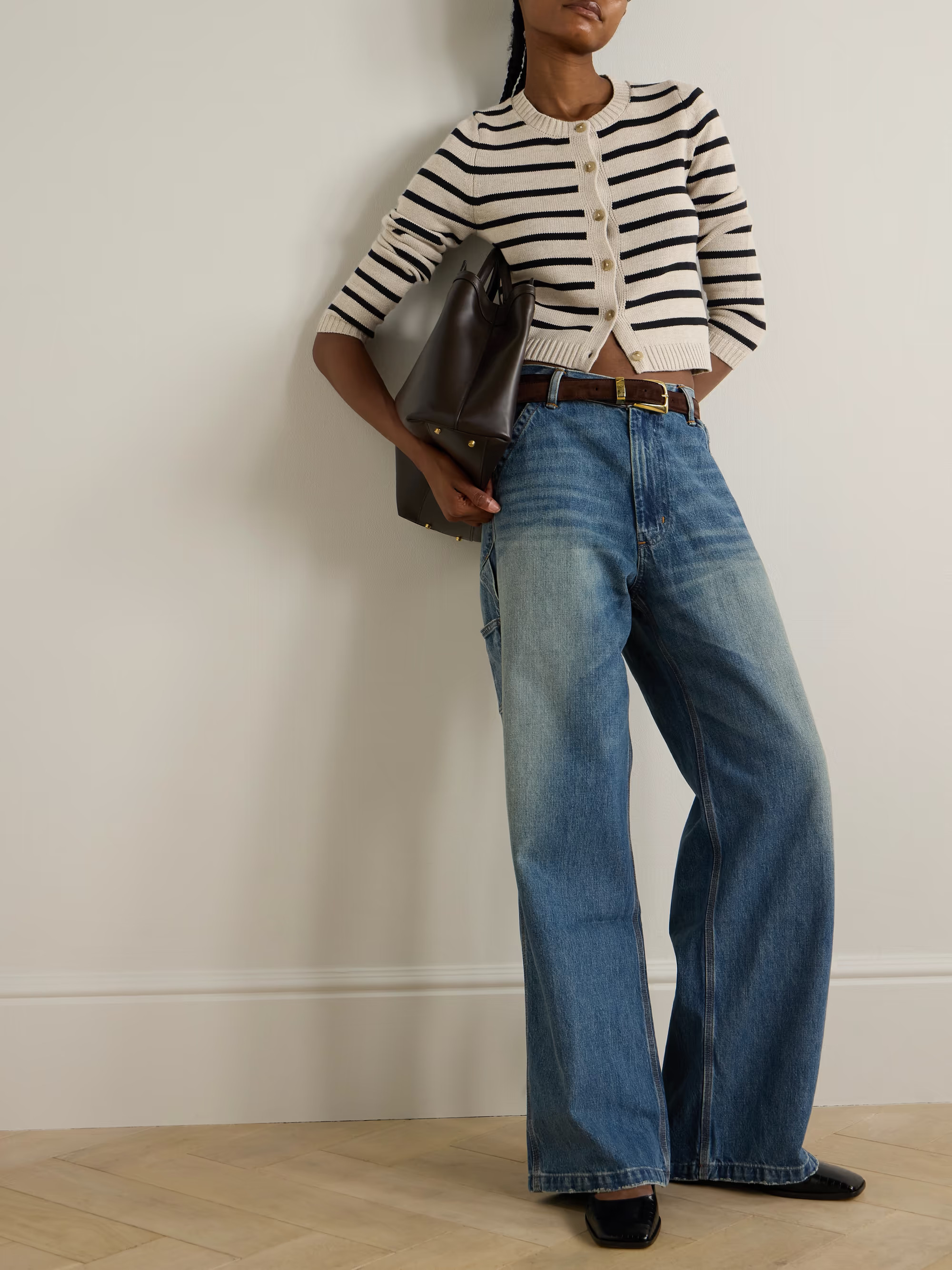 Cropped striped cotton-blend cardigan | NET-A-PORTER (US)