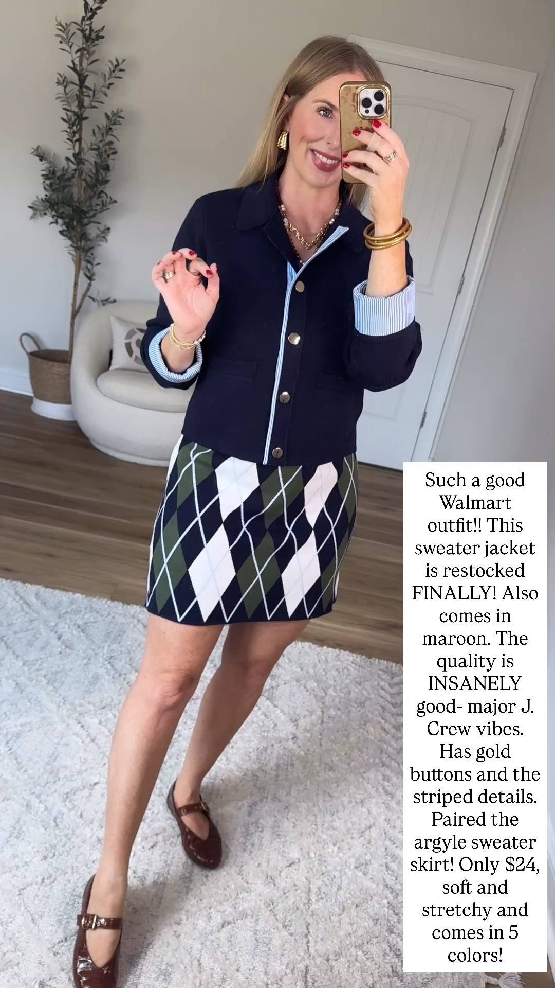 Walmart style, free assembly, argyle sweater skirt, sweater jacket

#LTKootd