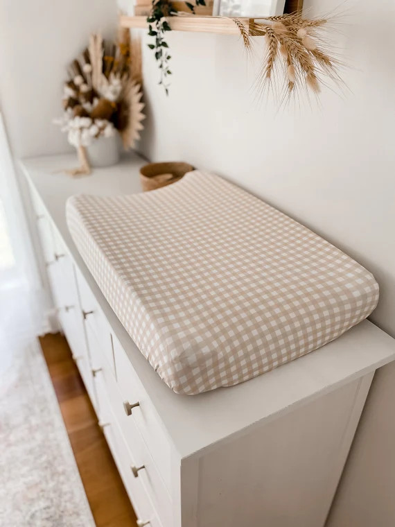 Baby Bassinet / Moses Basket Fitted Sheet Sand Gingham Neutral Nursery Bedding Baby Girl Boy | Gi... | Etsy (US)