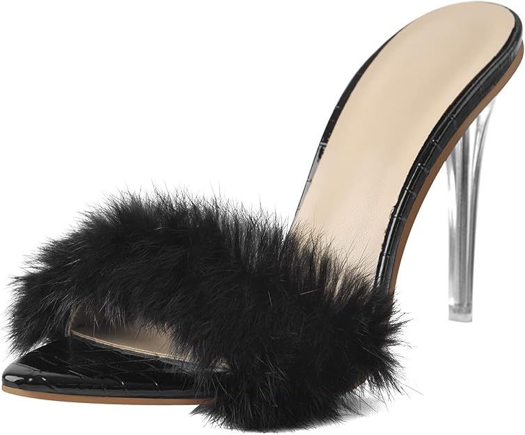 LISHAN Women's Genuine Fur Mules Slide Sandals | Amazon (US)