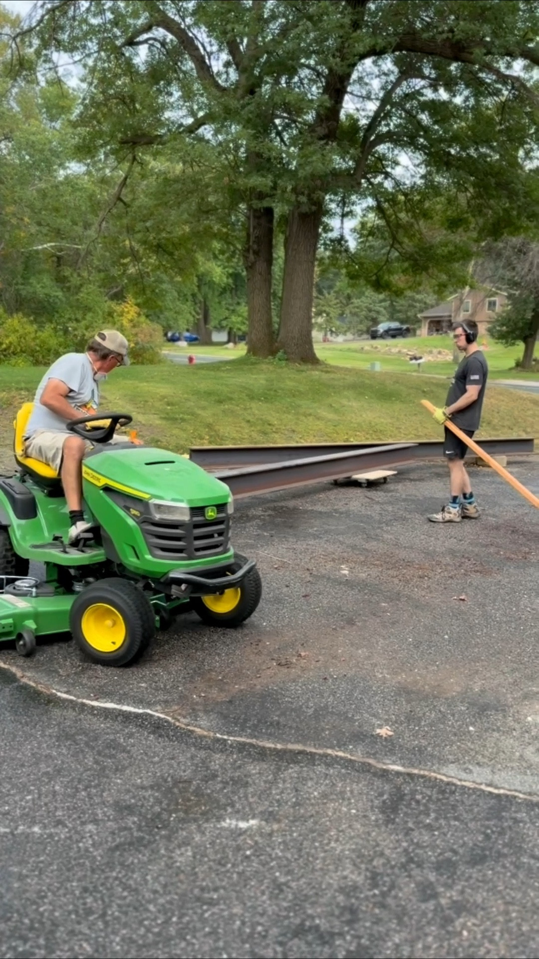 Testing the mower’s towing capacity for… reasons.

Moving a 20’ 900lb steel beam from the driveway to inside the house was challenging but not impossible 😅 enjoy a very sped up video of how we got it inside! 

#LTKHome #LTKMens #LTKdayinmylife