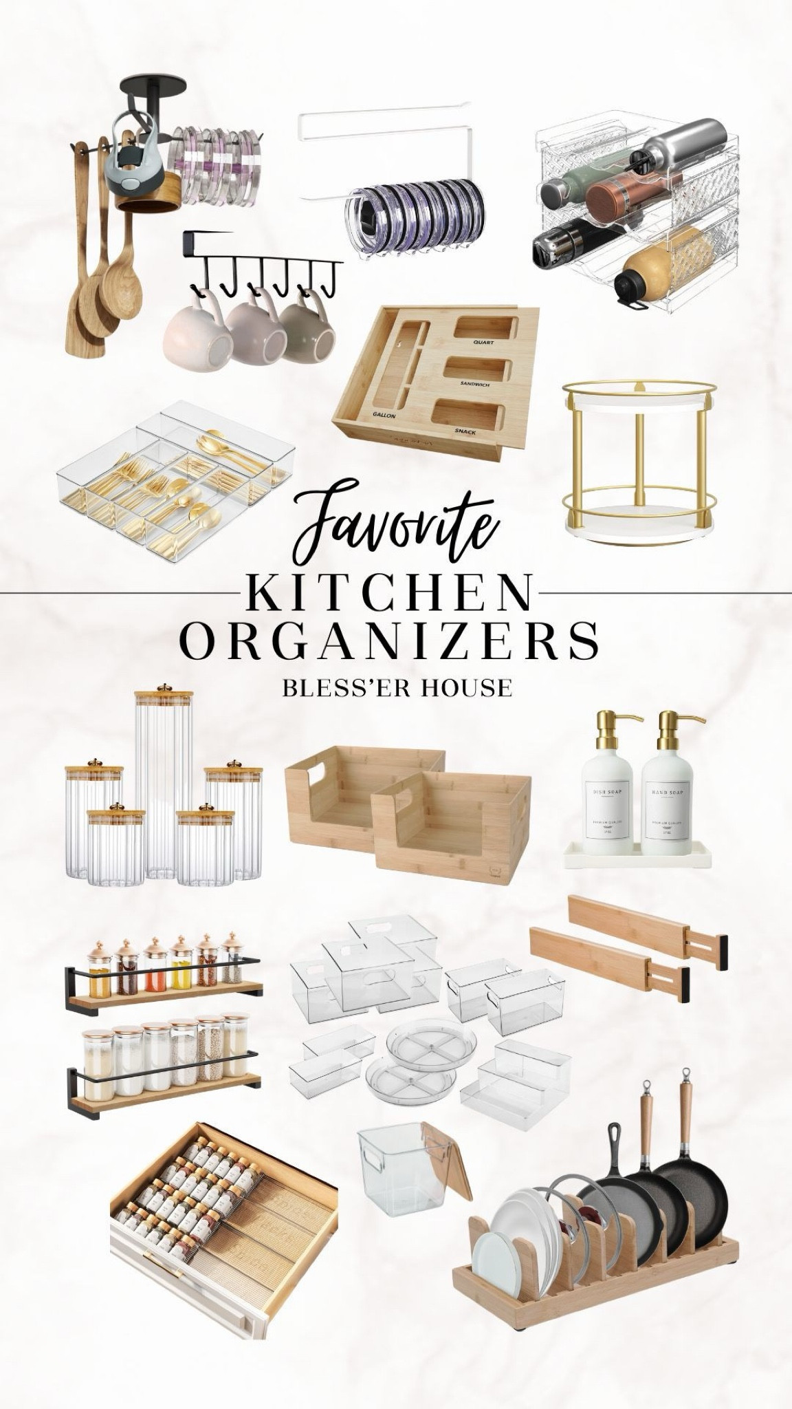 Kitchen organizers! 

Spice, ziploc, water bottle holder, pantry organization, dish soap, bread, Walmart, Amazon

#LTKHome