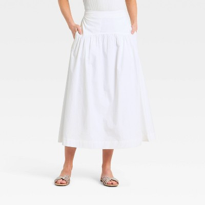 Women's Resort Luxe Linen Drop Waist Midi Skirt - A New Day™ White XS | Target