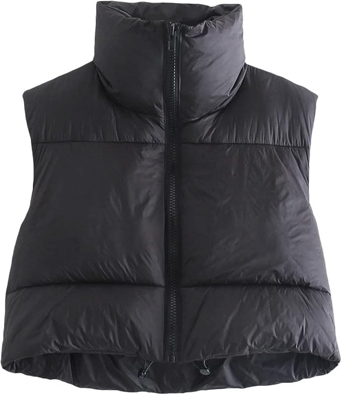 CULACCINO Women's Winter Cropped Puffer Vest Crop Jackets For Women Full Zip Stand Collar Padded ... | Amazon (US)