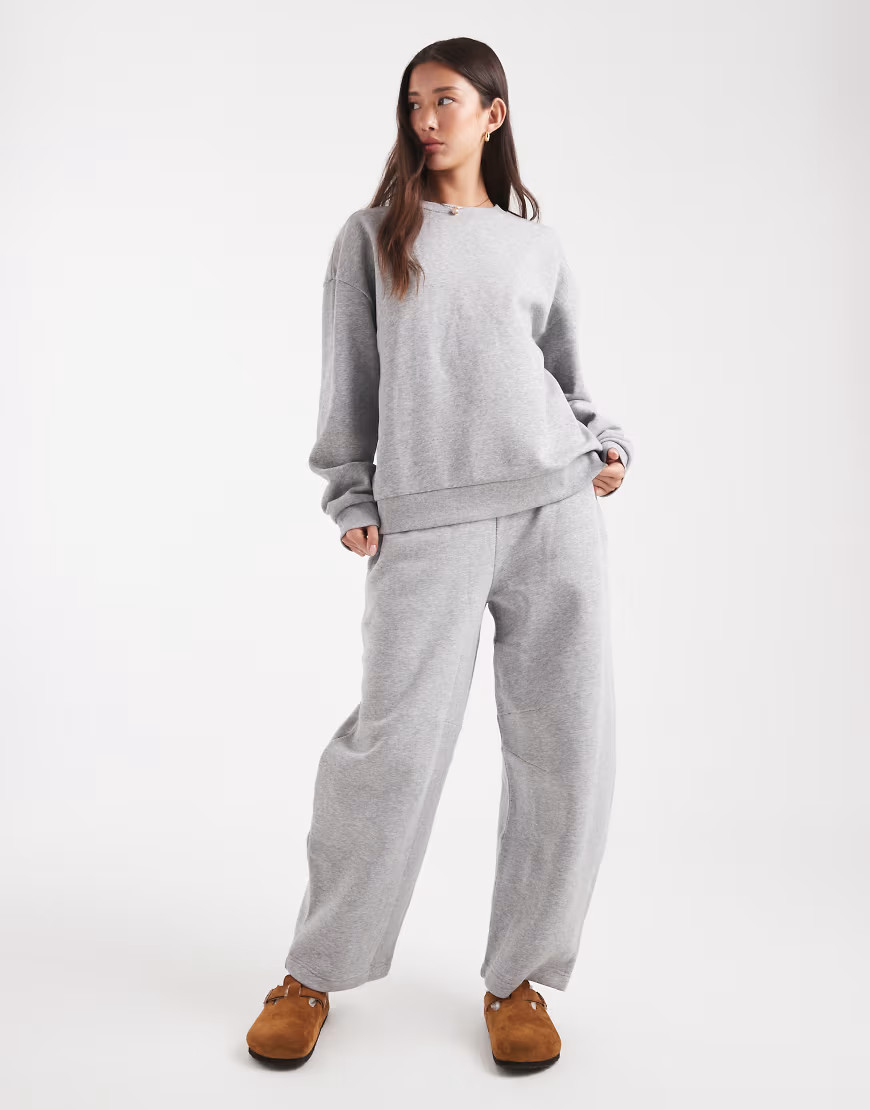 ASOS DESIGN barrel leg brushback sweatpants in gray heather | ASOS (Global)