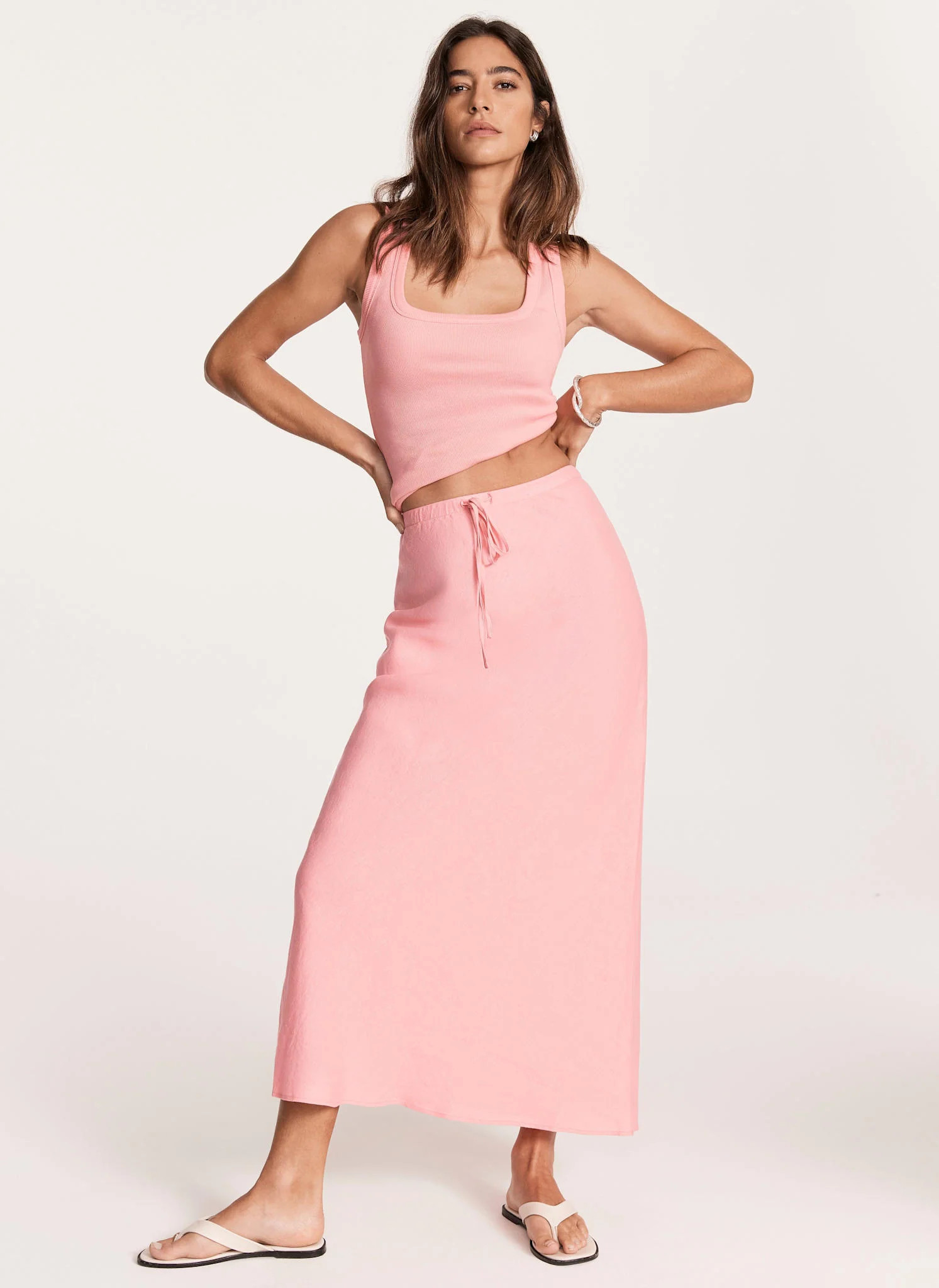 Pink Linen Maxi Skirt | Mint Velvet - US
