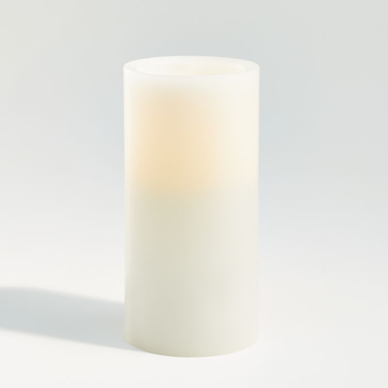 Warm White Flameless 3"x6" Wax Pillar Candle + Reviews | Crate and Barrel | Crate & Barrel