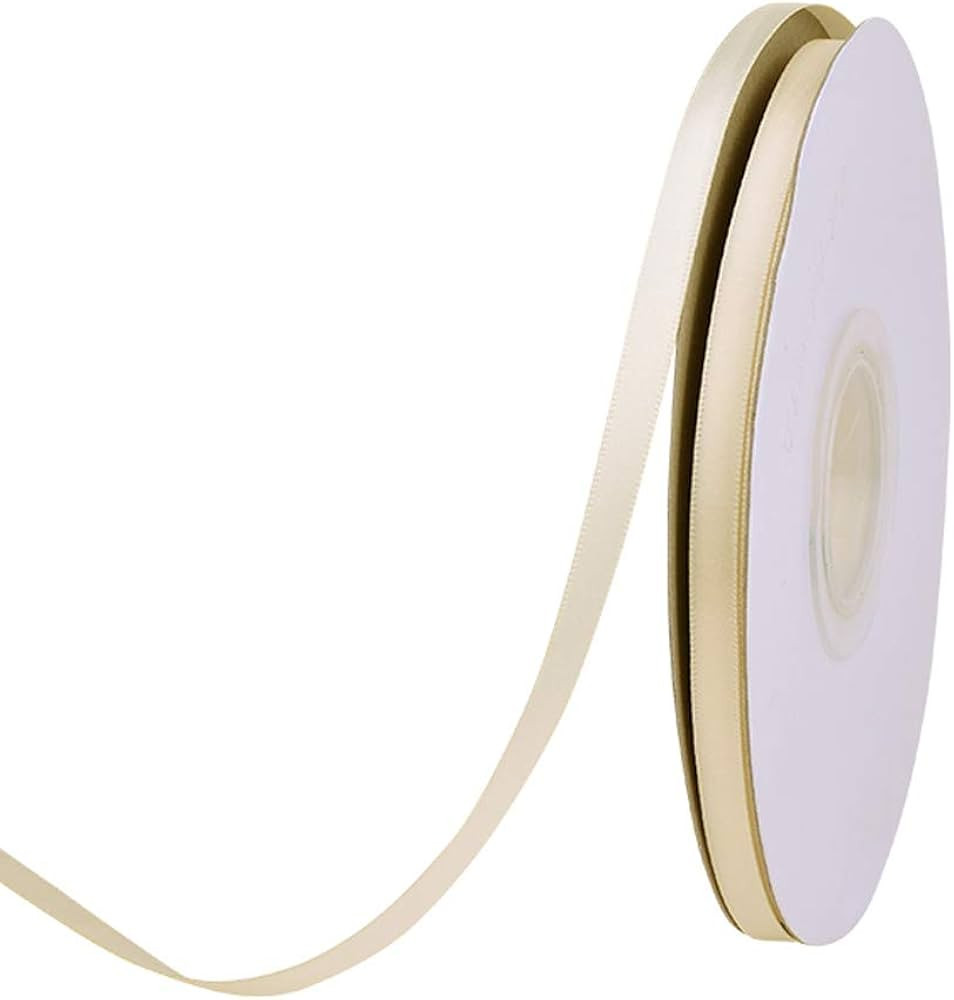 Ribest 1/4 inch Double Face Ivory Satin Ribbon Thin for Crafts Gift Wrapping Wedding Decoration 5... | Amazon (US)