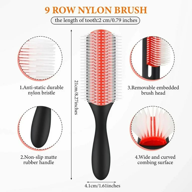 Denman Brush Hair 9-Rows Detangling Hair Brush Denman Detangler Hairbrush Scalp Massager Straight... | Walmart (US)