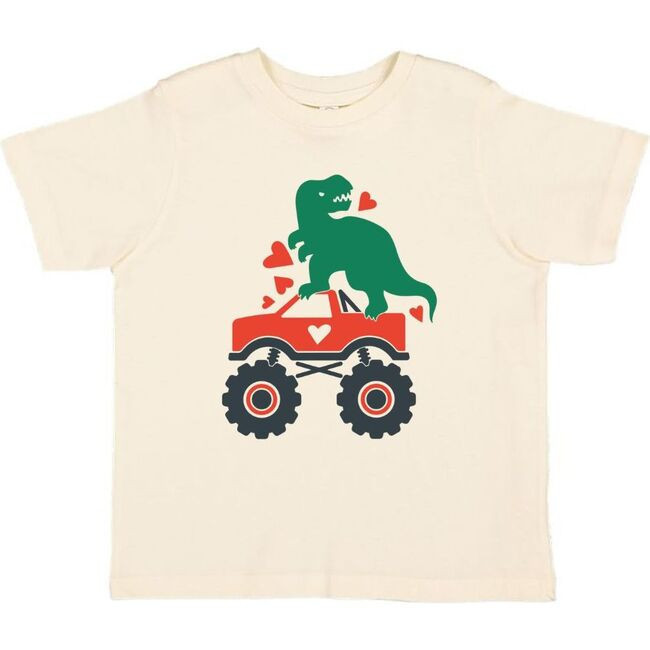 Dino Heart Crusher Valentine's Day Short Sleeve T-Shirt, Natural | Maisonette
