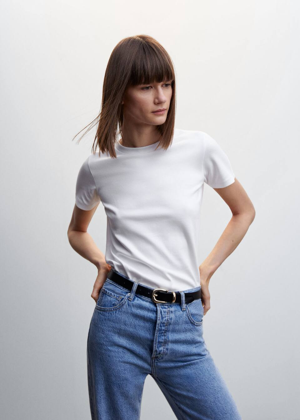 Rounded neck cotton t-shirt -  Women | Mango USA | MANGO (US)