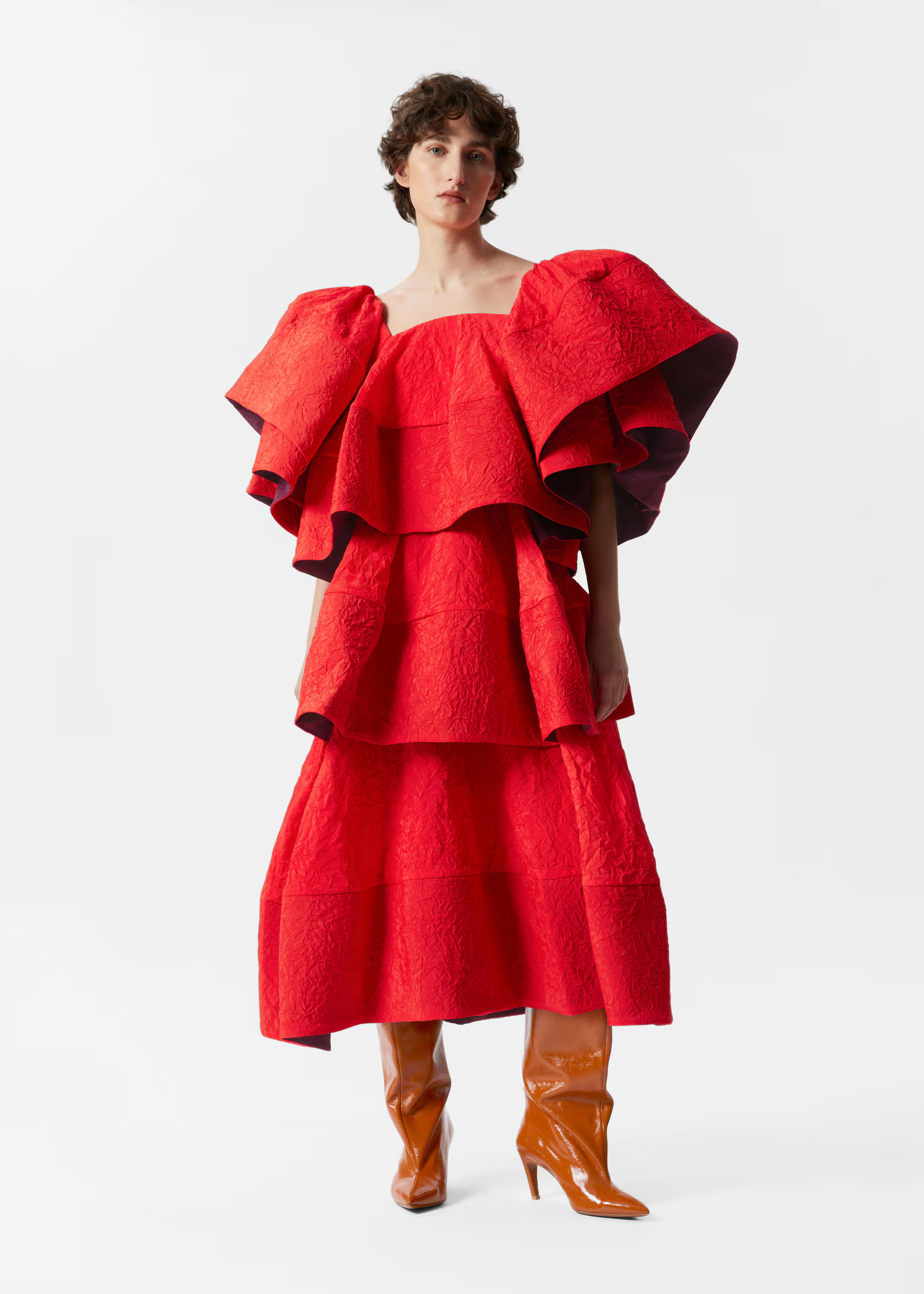 Ruffle Jacquard Midi Dress | & Other Stories - US