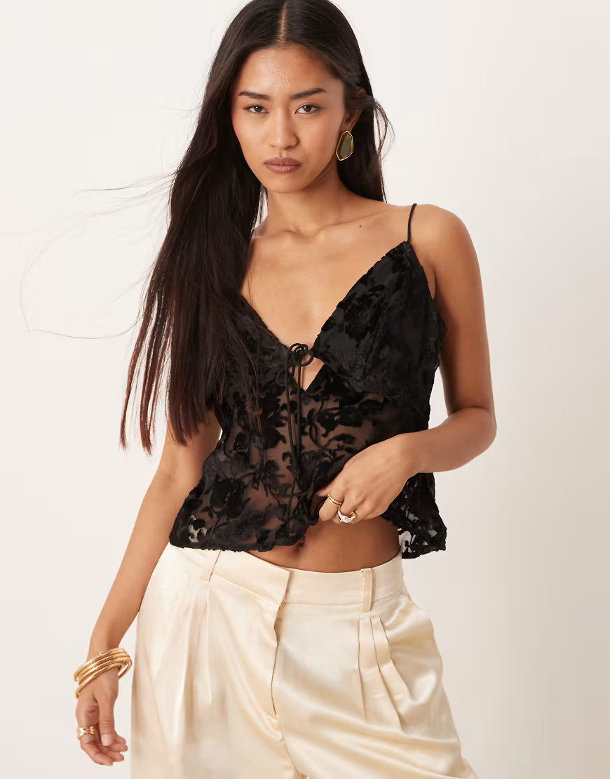 Abercrombie & Fitch lace cami top in black floral | ASOS (Global)