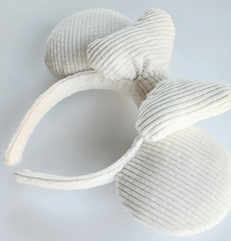 Soft Ivory Corduroy Mouse Ears | Off White Mouse Ears | Etsy (US)