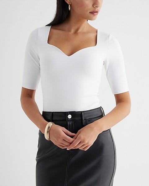 Body Contour High Compression Sweetheart Neckline Tee | Express