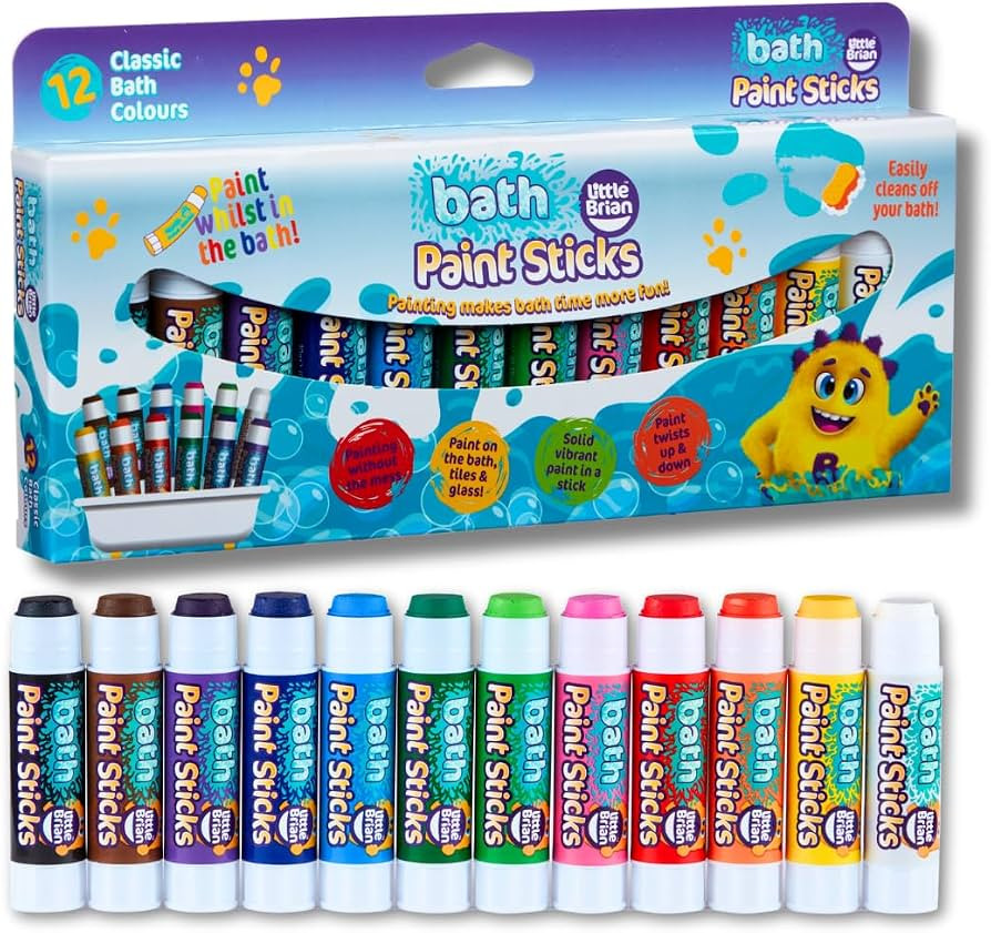 Little Brian Paint Sticks - Bath Paint Sticks, 12 Pack Paint Sticks, Kids Paint Pens Twist Up & D... | Amazon (UK)