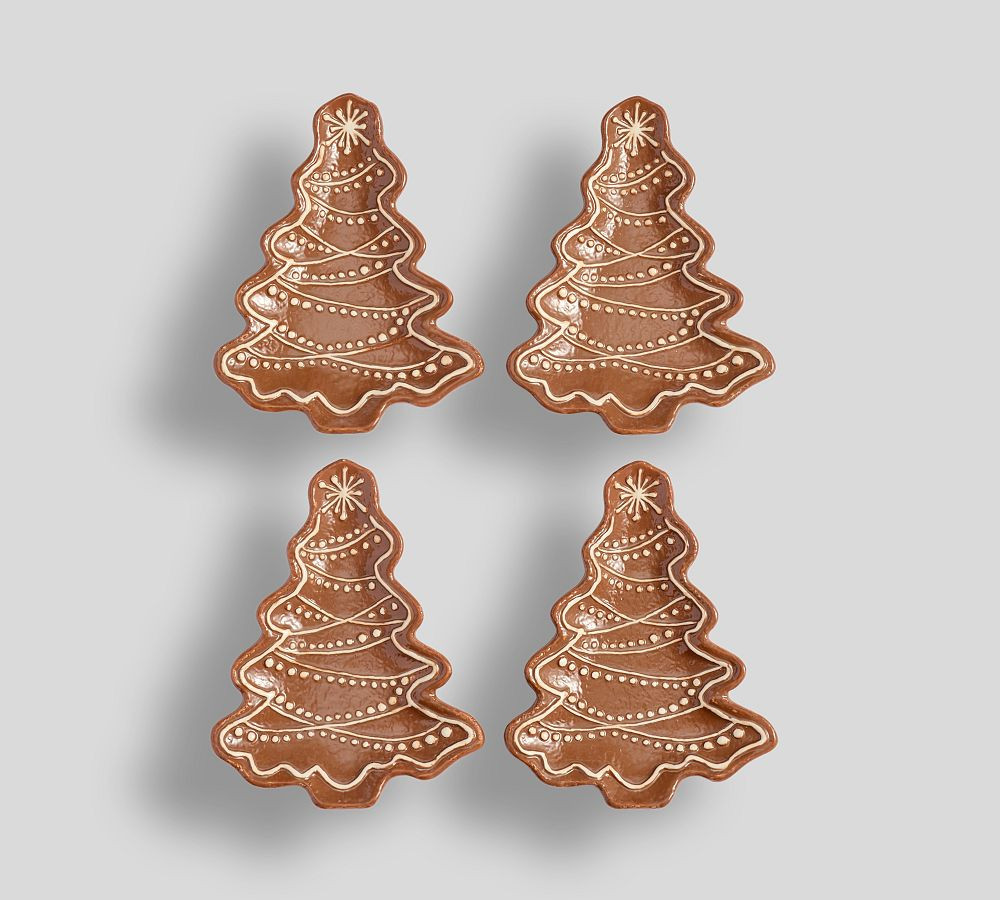Gingerbread Tree Stoneware Appetizer Plates, Set of 4 - Brown | Pottery Barn (US)