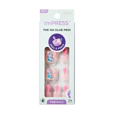 KISS imPRESS Press on Toenails Design Brave Hearts Pink Short Squoval 24 Count | Walmart (US)
