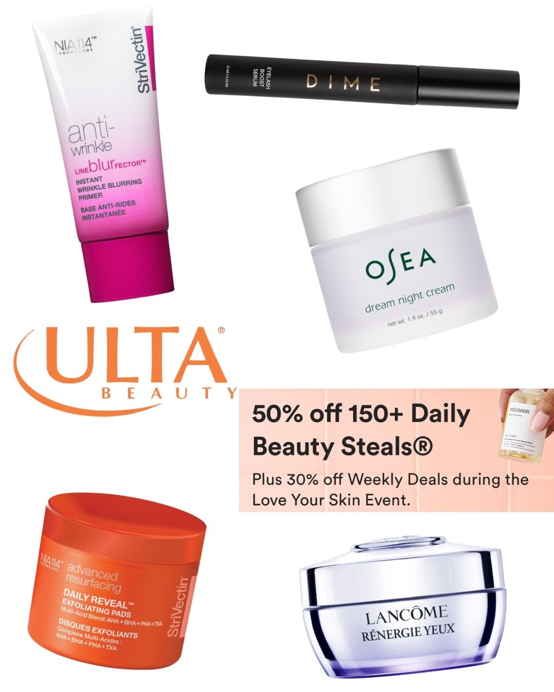 Self care Sunday steals from Ulta’s Love Your Skin Event 💖

#Skincare #Ulta #Skin #LoveYourSkinEvent #UltaBeauty #Selfcare #Dermaflash #Osea #Lancome #Dime #StriVectin #LeahGlows