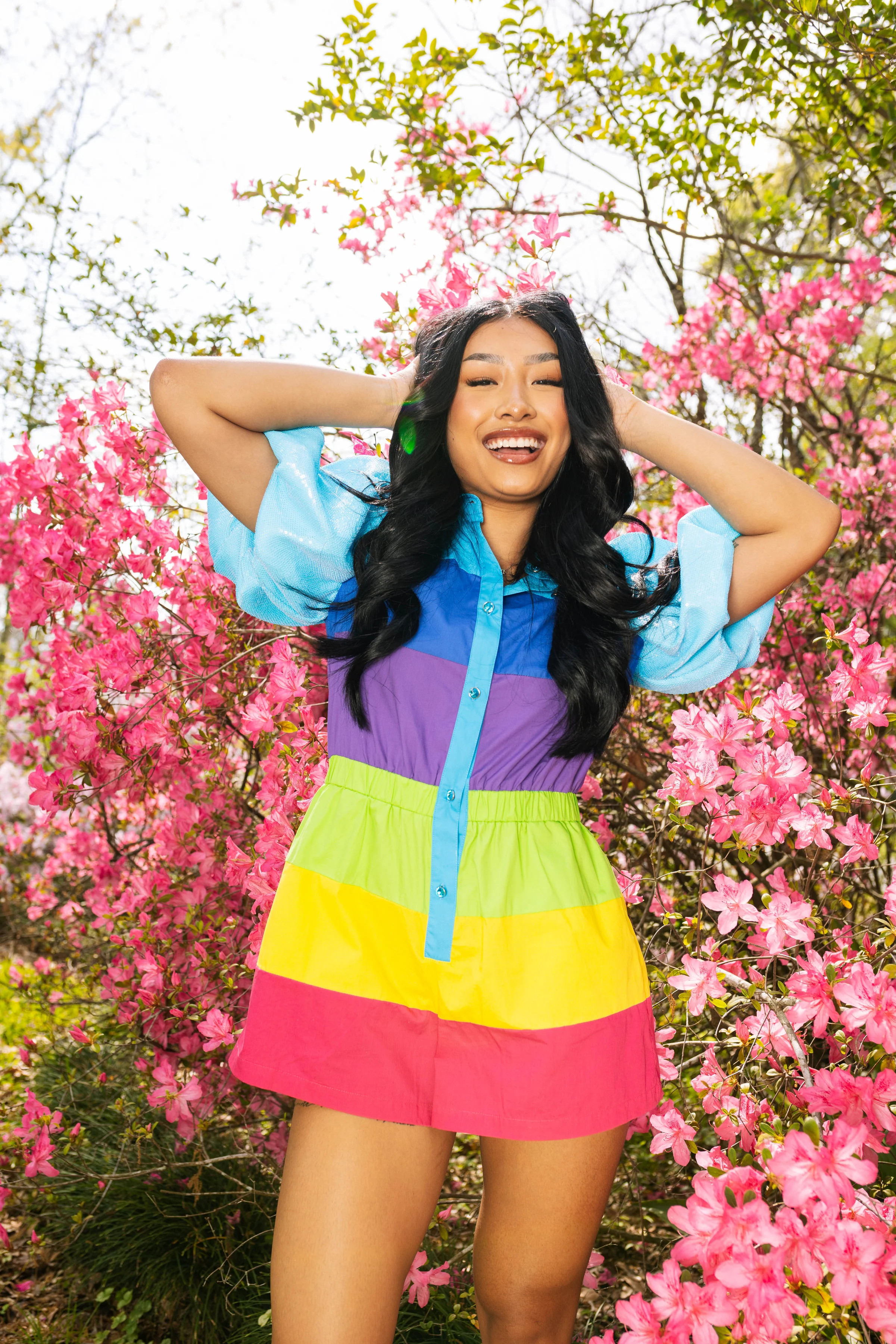 Rainbow Tier Sequin Sleeve Romper | Queen of Sparkles