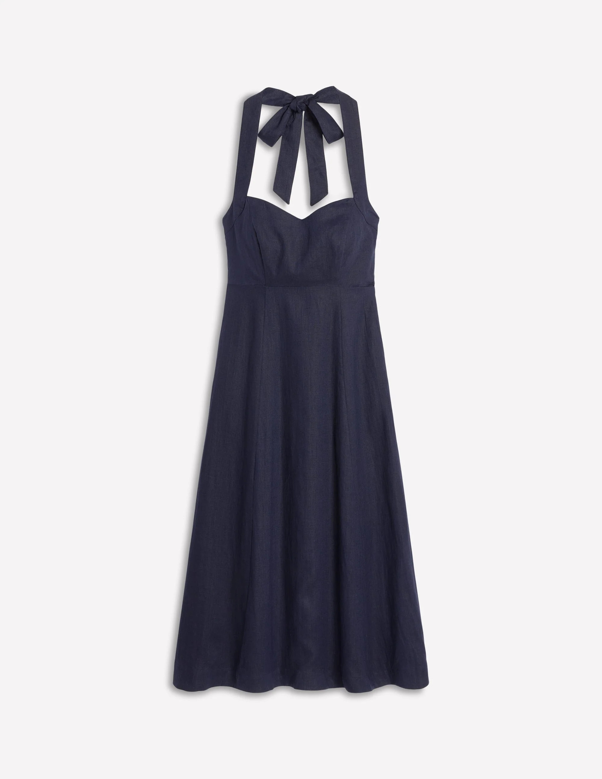 Halter Linen Dress-Navy | Boden (US)