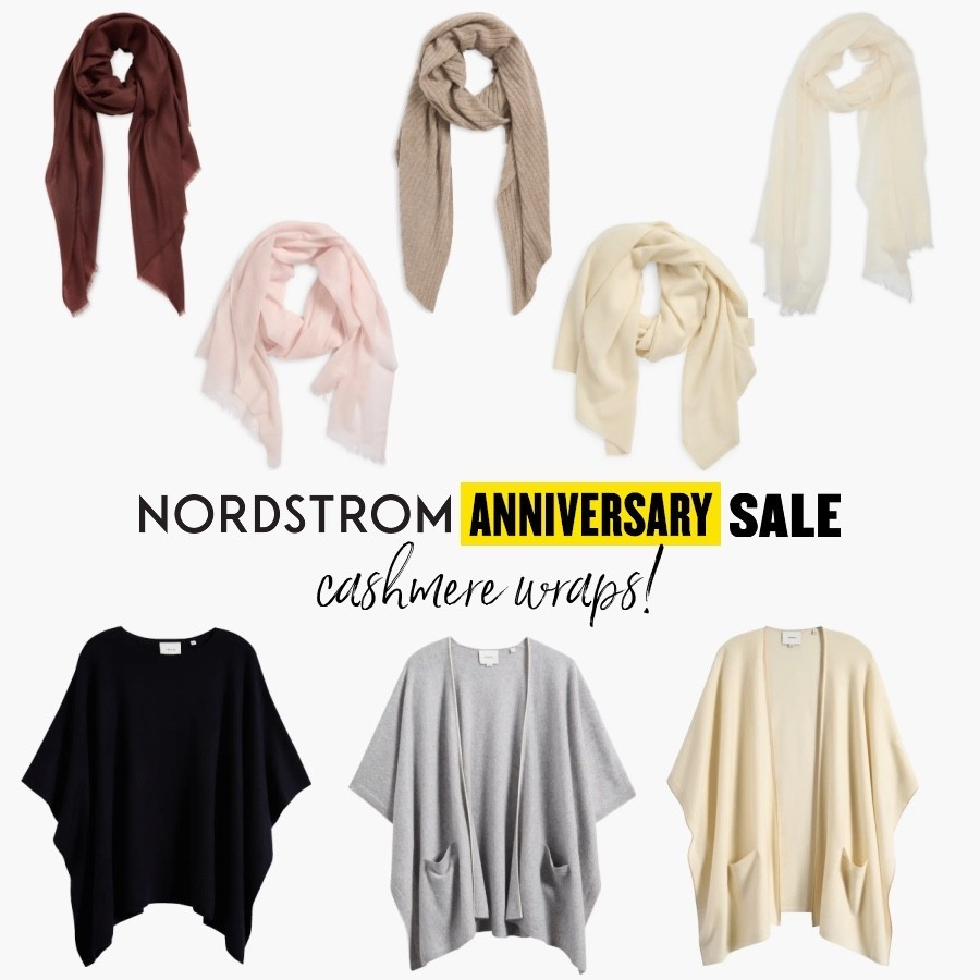 Cashmere scarves and wraps in the Nordstrom anniversary sale - all available in different colors!
.
NSale travel wrap cashmere poncho  

#LTKSeasonal #LTKStyleTip #LTKSaleAlert