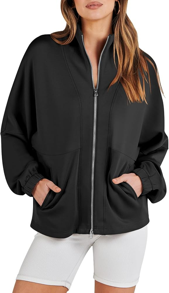 Caracilia Women Oversized Sweatshirt Half Zip Loose fit Long Sleeve Sweater Pullover Top 2023 Fal... | Amazon (US)