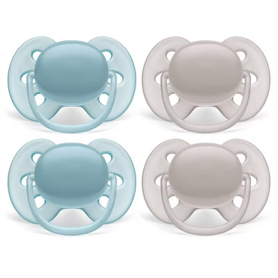 Philips Avent 4pk Ultra Soft Pacifier - 6-18 Months - Blue/Gray | Target