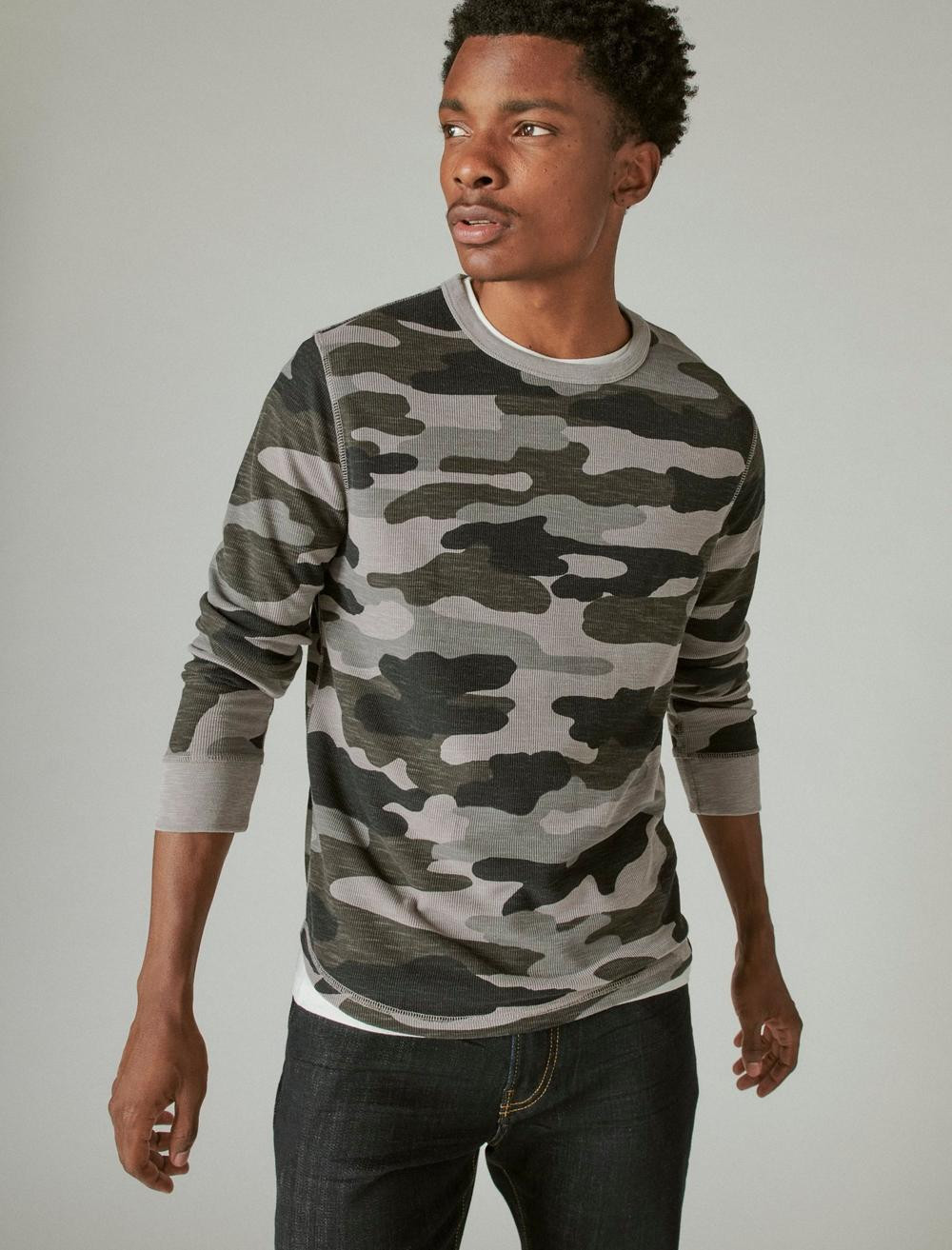 camo burnout thermal crew | Lucky Brand