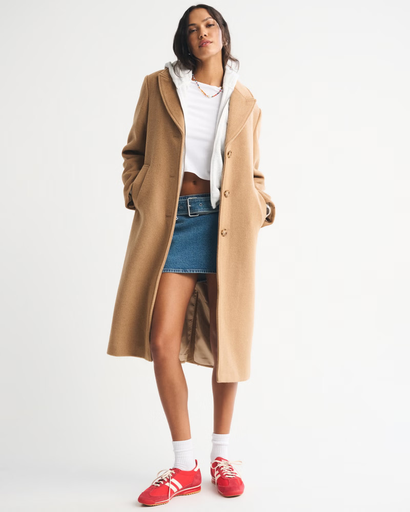 Women's Wool-Blend Tailored Topcoat | Women's Coats & Jackets | Abercrombie.com | Abercrombie & Fitch (US)