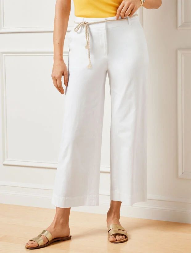 Belted Wide Crop Pants | Talbots
