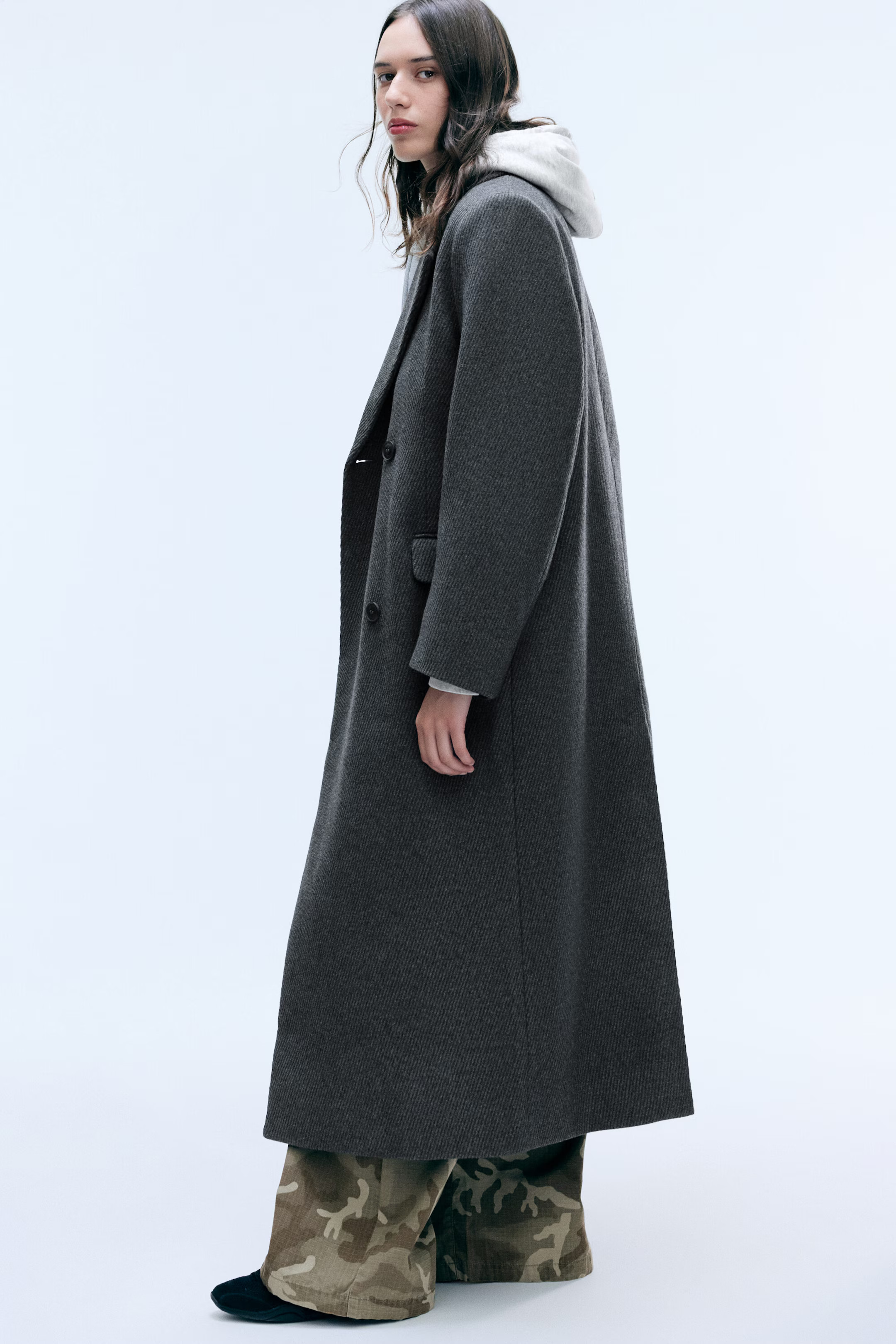 logan double-breasted wool-blend coat - Dark Grey Melange | Weekday GB | Weekday