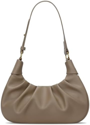KKXIU Shoulder Bag Crescent Handbag Ruched Purse Underarm Bag Mini Hobo for Women,Detachable Gold... | Amazon (US)