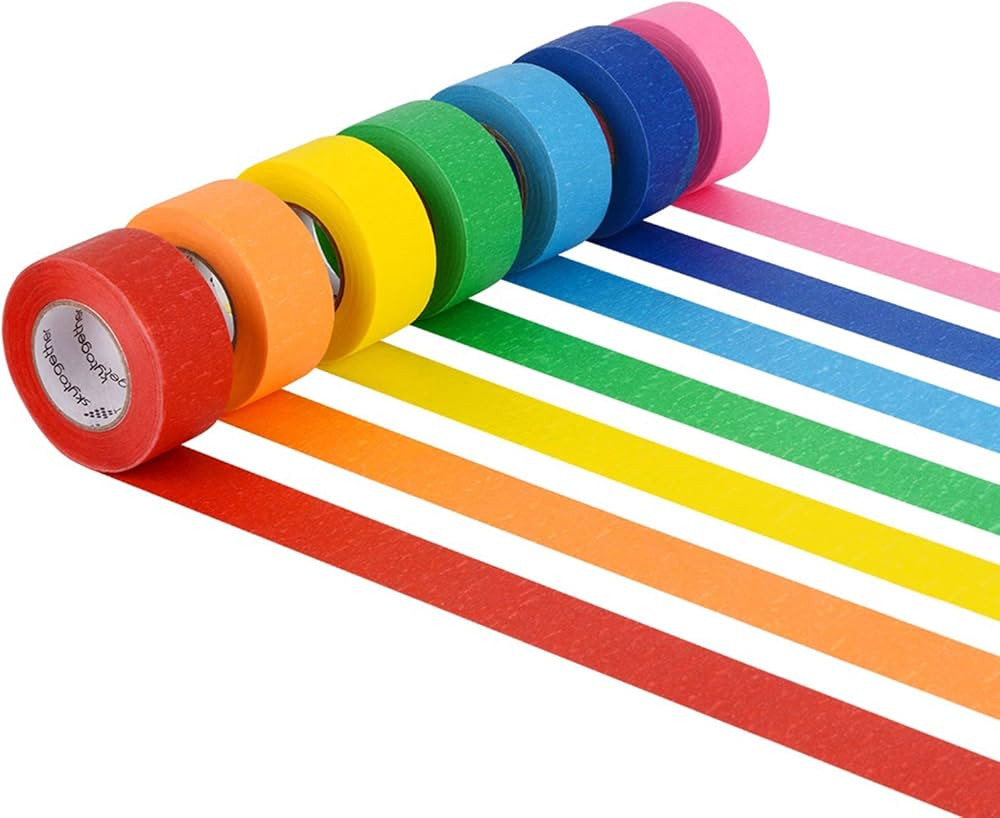 skytogether 7 Rolls Colored Masking Tape, Colorful Rainbow Painters Tape, 7 Colors Decorative Art... | Amazon (US)