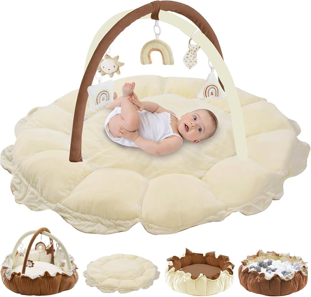 5-in-1 Thick Baby Gym & Ball Pit, Plush Play Gym, Tummy Time Mat, Convertible Stage-Based Develop... | Amazon (US)