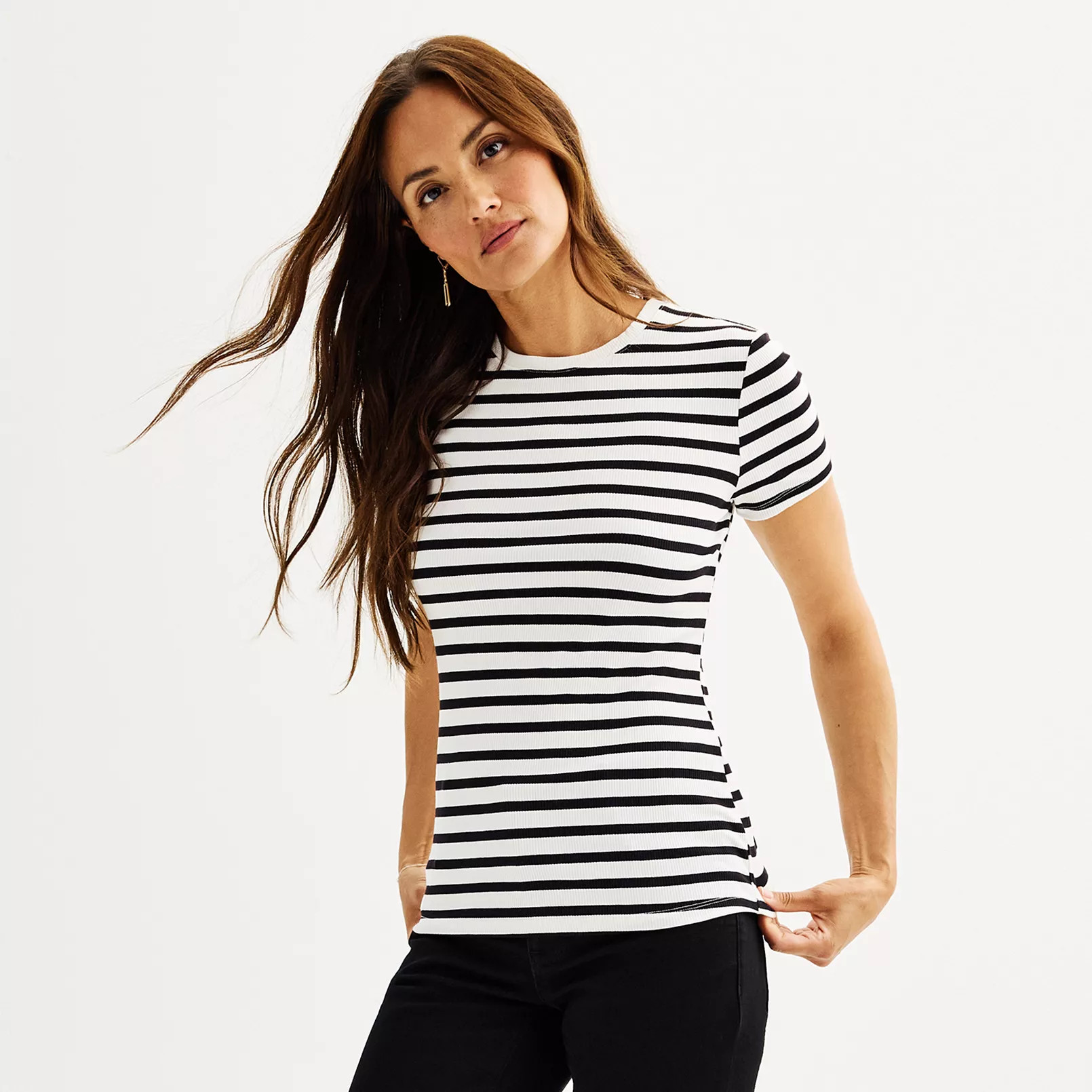 Women's Nine West Fitted Ribbed Crewneck Top | Kohl's