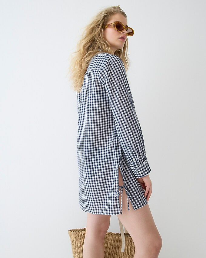 Cotton voile tunic cover-up in gingham | J. Crew US