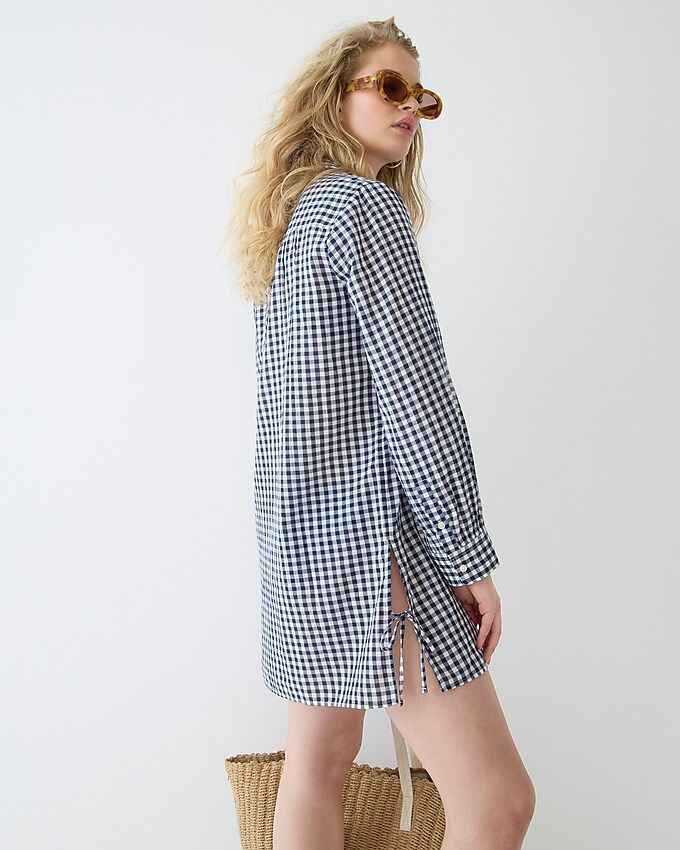 Cotton voile tunic cover-up in gingham | J.Crew US