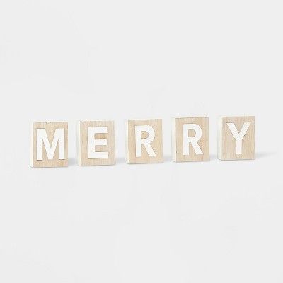 Merry & Peace Reversible Block Sign Decorative Figurine White - Wondershop™ | Target